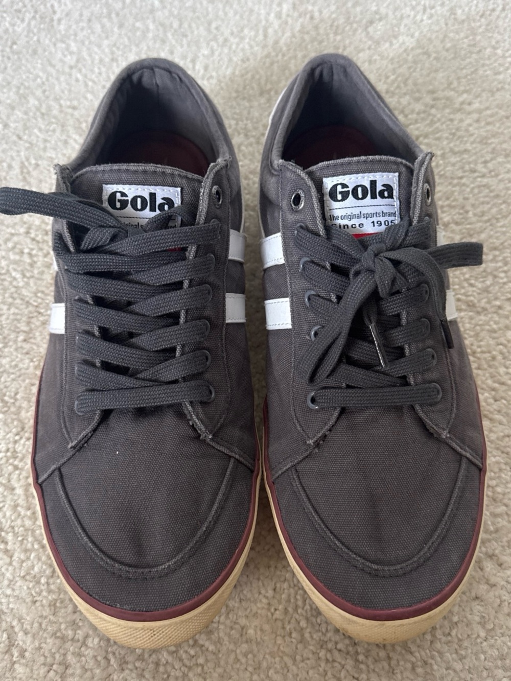 Gola Men's Charcoal Canvas Sneakers with White Stripes